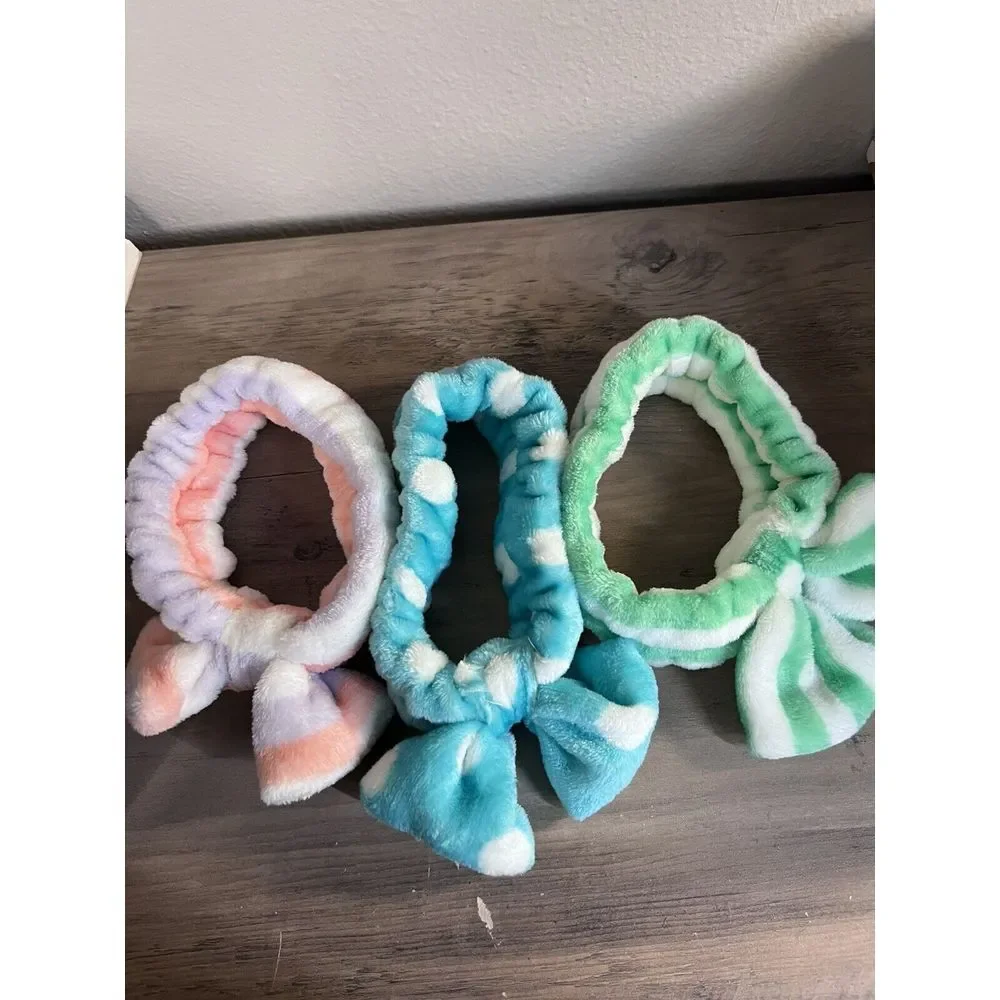 3 Spa Headband,Makeup Headband, Bow Headband for Washing‎ Face, Teen Girls Fuzzy